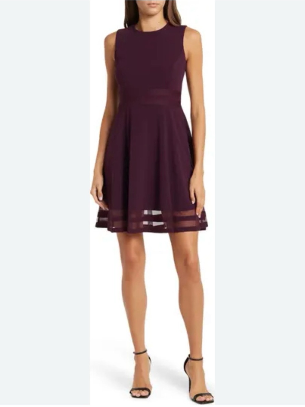 Calvin Klein Sleeveless Skater Dress in Plum